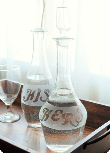 his and hers frosted glass carafe
