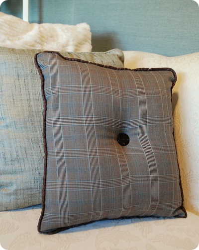 plaid pillow in office