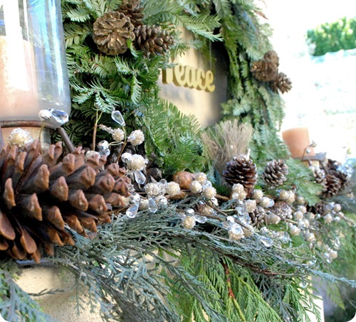 pinecones and garland