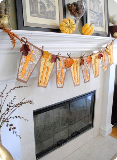 thankful tall banner on mantle