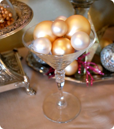 champagne glass with ornaments