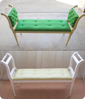 tufted bench before and after