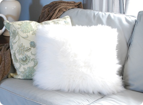faux fur white pillow