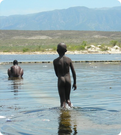 haitian boys bathing