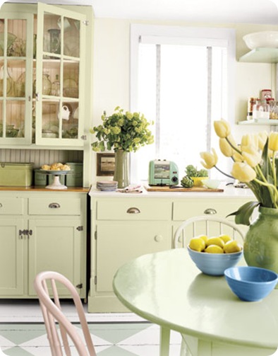 country living green retro kitchen cabinets