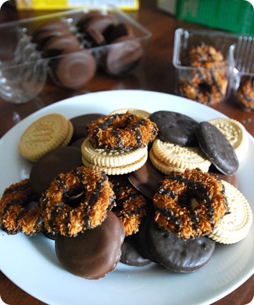 girl scout cookies on plate