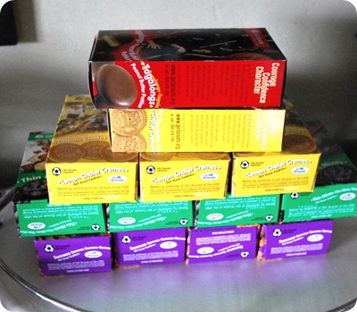 girl scout cookies stacked