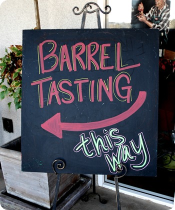 barrel tasting sign