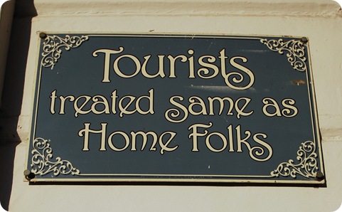 tourists sign