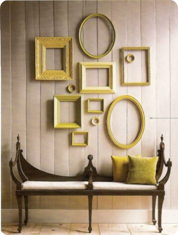 yellow frames on wall