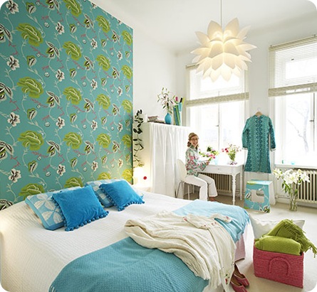 wallpaper headboard house of turquoise