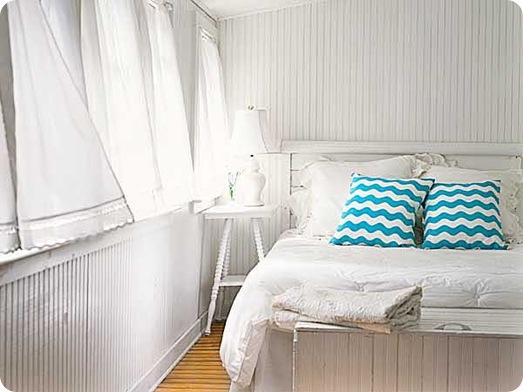 white room pop of turquoise cottage living