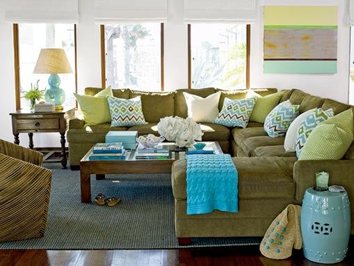 coastal living green and blue sectional