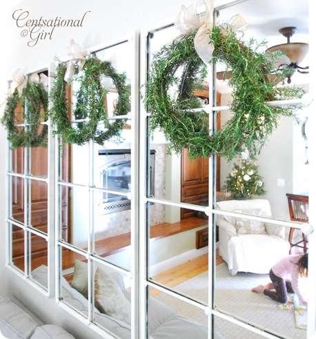 cg rosemary wreaths on mirrors
