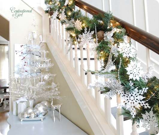 cg snowflakes on stairs