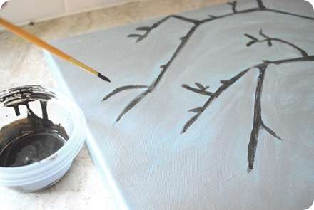 silvery paint then branches