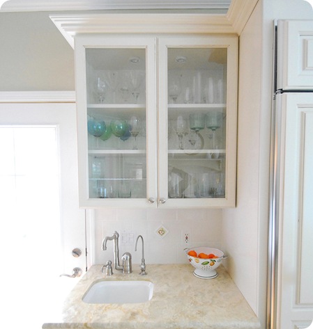 kitchen glass cabinet and sink