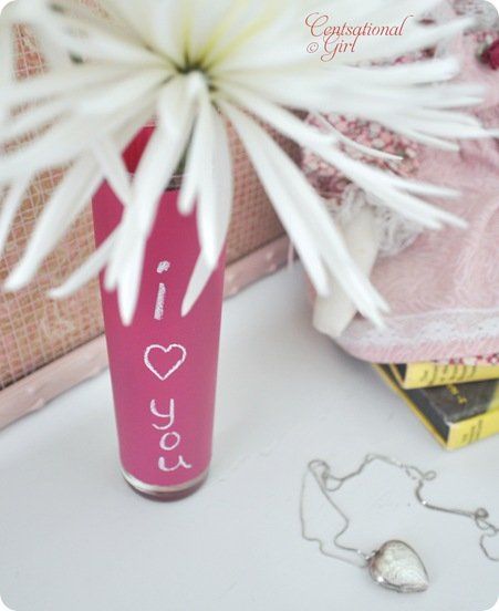 cg i love you pink chalkboard vase