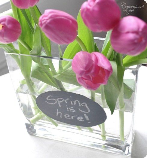 cg pink tulips chalkboard vase