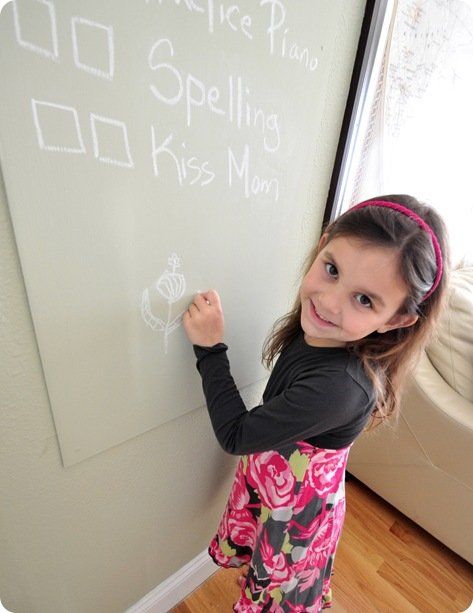 girl drawing on chalkboard