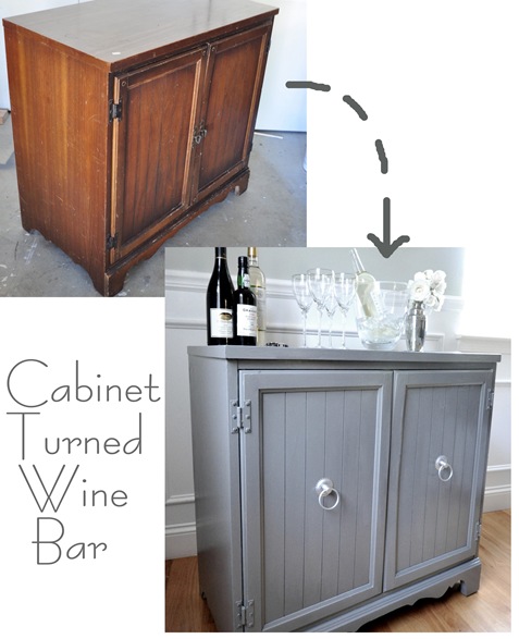 cabinet turned wine bar