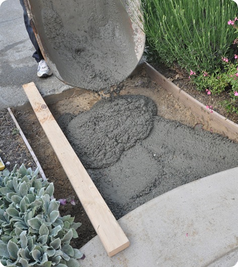 fill walkway with cement