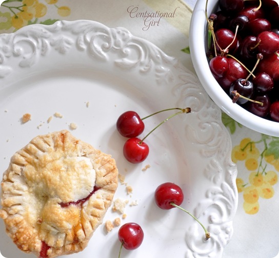 centsational girl pie and bowl of cherries