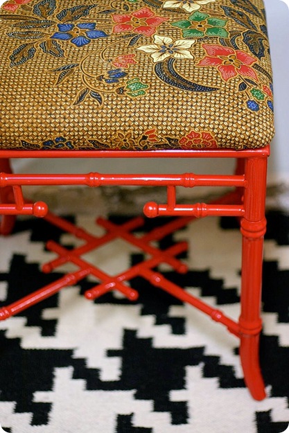fire engine red bamboo stool