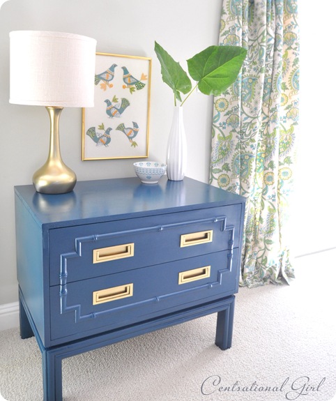 peacock blue painted faux bamboo chest
