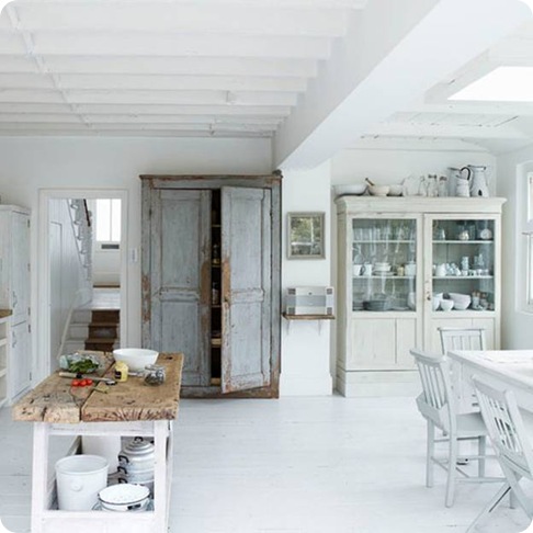 white rustic kitchen via apartment therapy