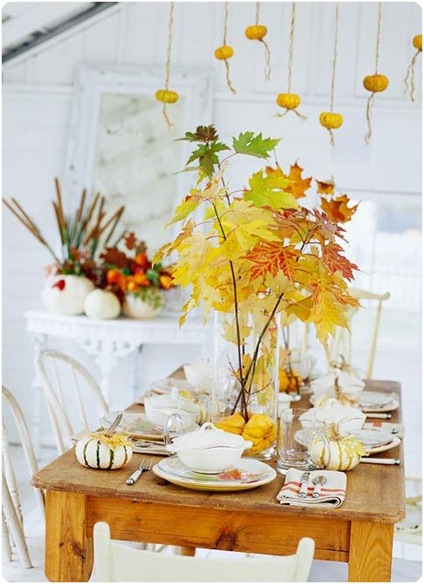 fall leaves on table bhg
