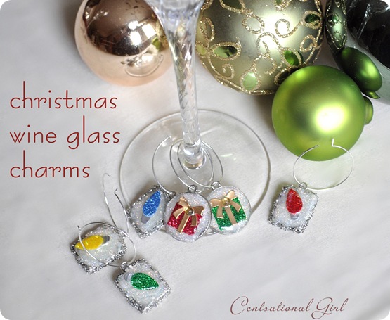 christmas wine glass charms