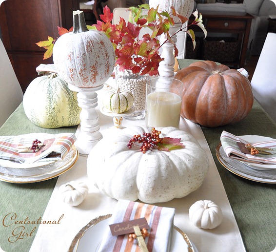 fall tablescape with pumpkins