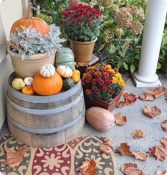 wine barrel with pumpkins cg