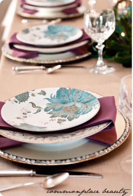 commonplace beauty peacock inspired tablescape