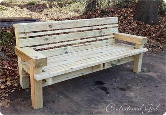 pine outdoor bench