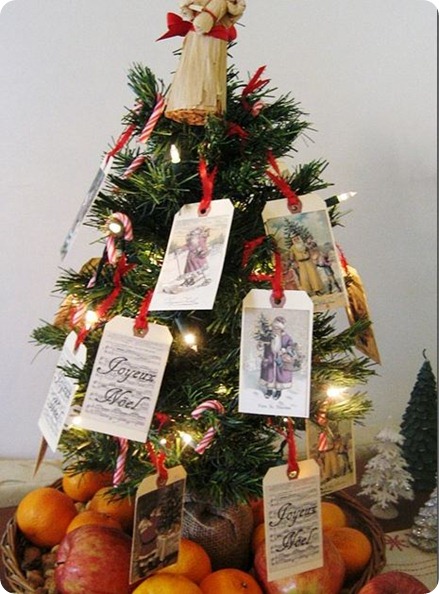 vintage santa card tree