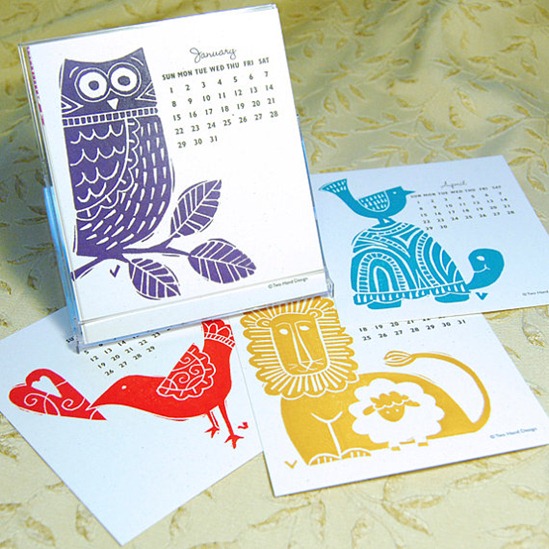 two hand design letterpress calendar
