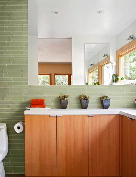 green glass tile wall
