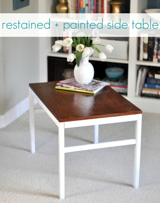 restained and repainted side table label