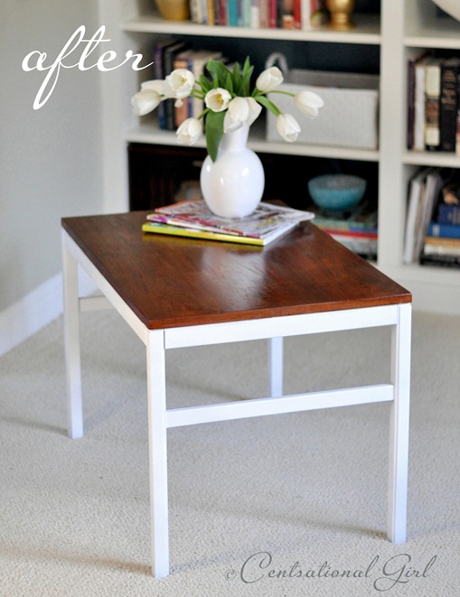 stained repainted side table cg