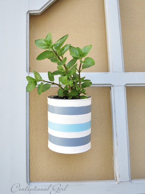 cg striped paint can planter