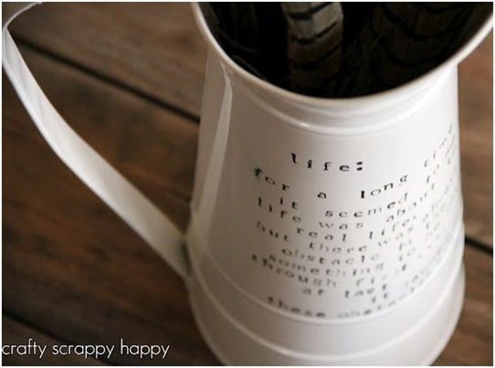crafty scrappy happy script vase