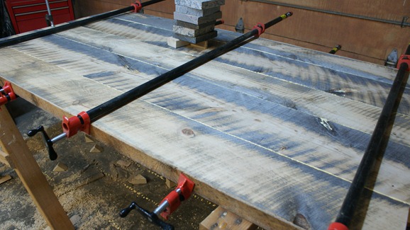 clamped wood boards