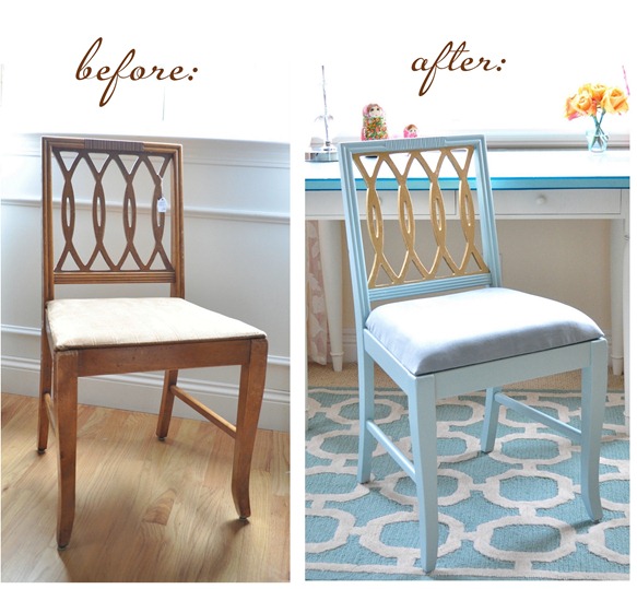 gold leaf chair before and after