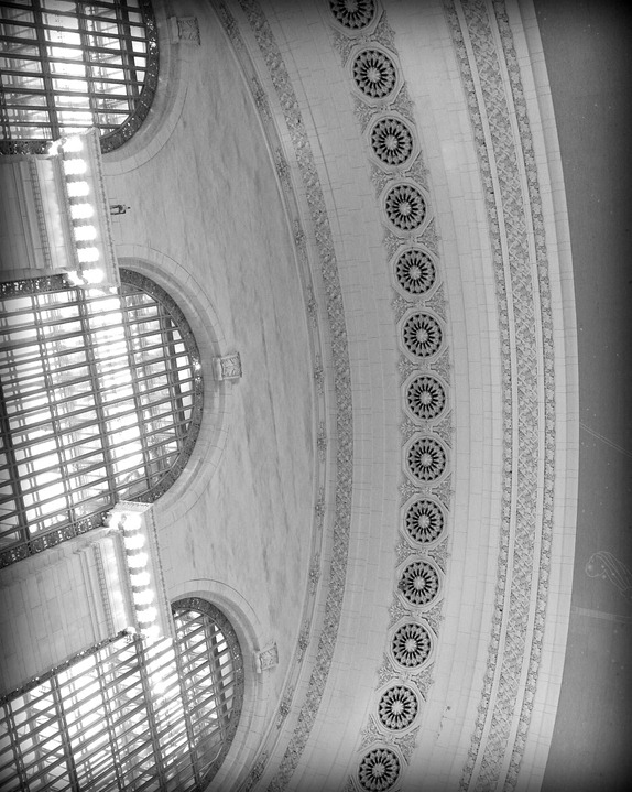 black and white ceiling grand central station