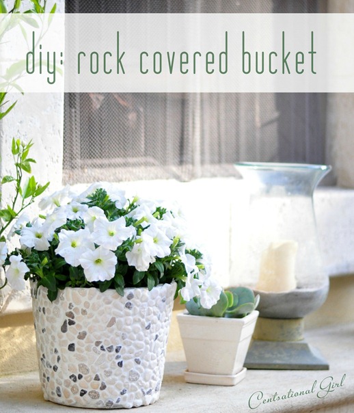 diy: rock covered bucket