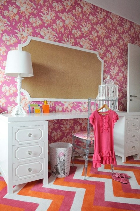pink and orange girls room
