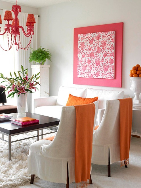 pink and orange living room bhg