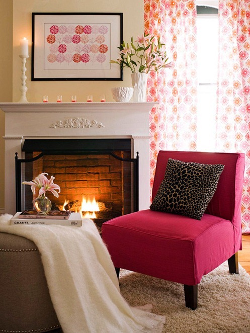 pink orange sitting room bhg